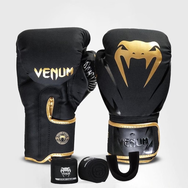 Kit Boxe Muay Thai Venum New Impact Evo (luva + bandagem + protetor)