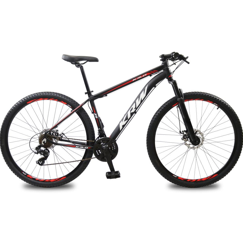 Bicicleta Aro 29 KRW Alum, câmbio Shimano TZ 24V, freio a disco