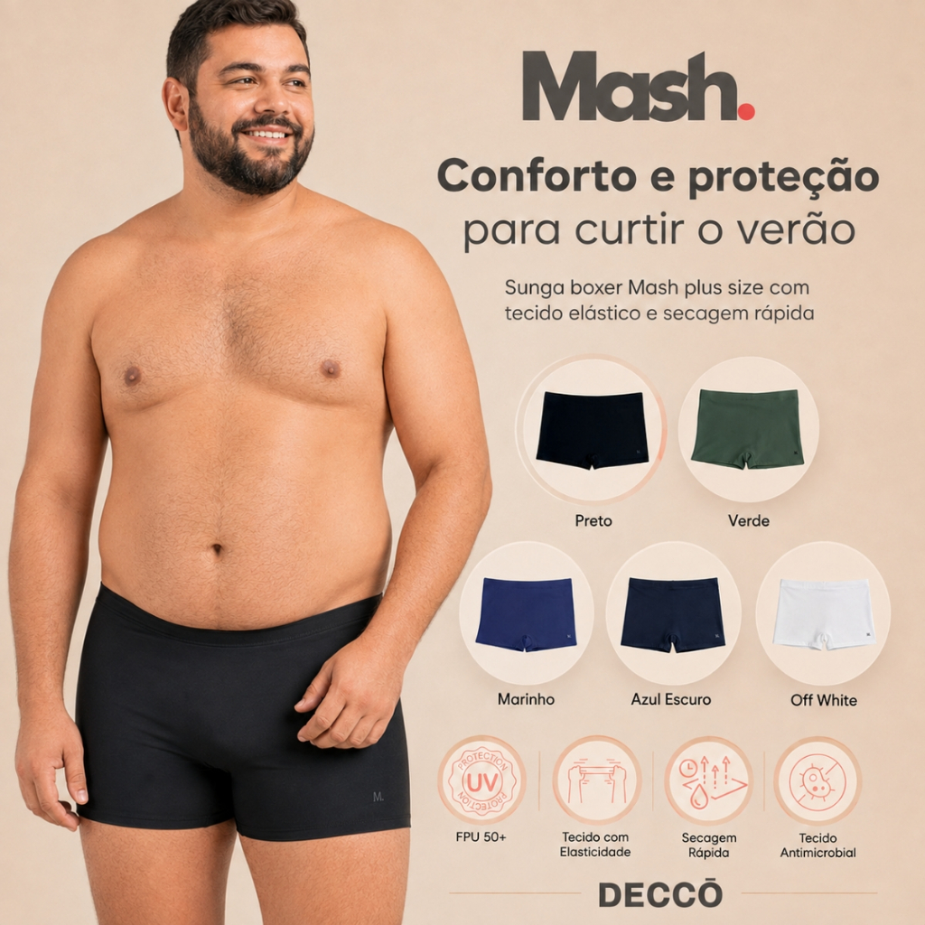 Sunga Boxer Mash Adulto Lisa Ref: MS300116